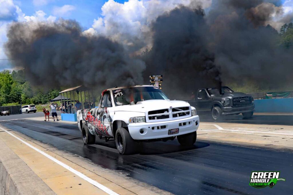 Second Gen 5.9L Cummins 12-Valve Diesel Drag Racing 4x4 Truck Single Turbo Fire