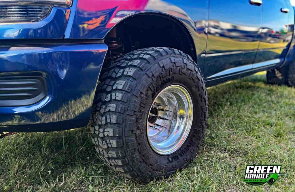 Diesel Truck Sled Pull Dodge Ram Mega Cab Cummins Kenda Klever MT2 Mud Terrain Tire