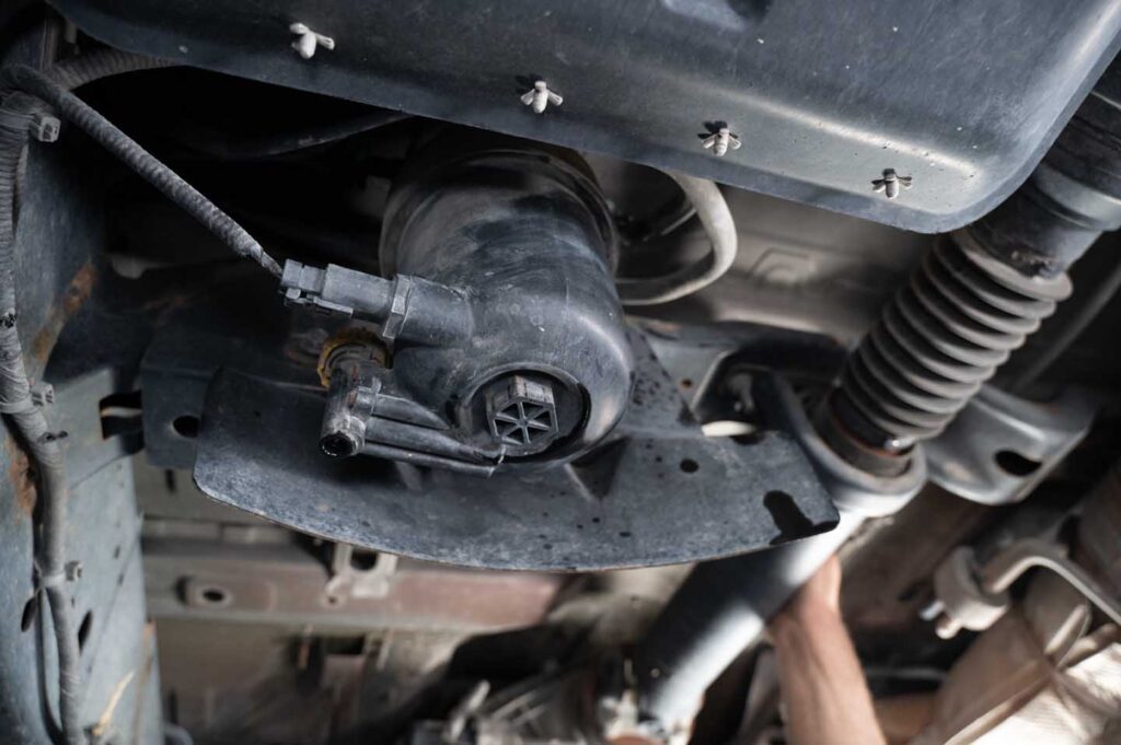 Nissan Titan XD Cummins Diesel Truck Under Bed Fuel Filter