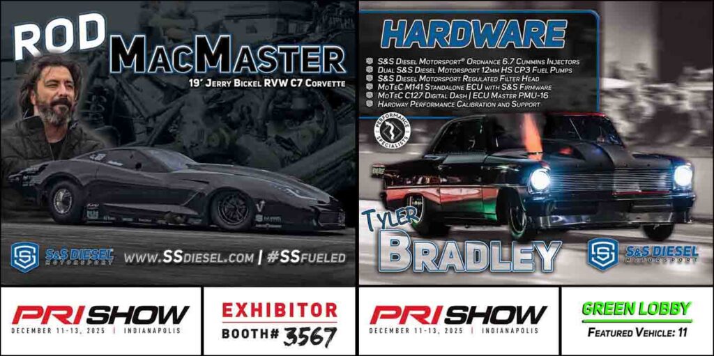 PRI Show 2025 SS Diesel Motorsport Cummins Corvette Chevy Nova Diesel Drag Race
