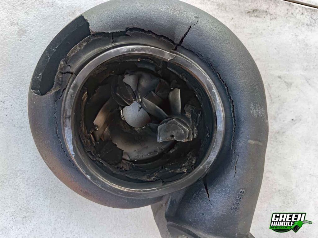 Turbo Failure Cummins Diesel Drag Racing Overspeed Boost Carnage Turbine Exhaust
